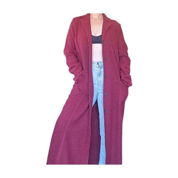 Vintage Company by Ellen Tracy Dark Red Raspberry Wool Trench Coat Women Size XL - Picture 1 of 6